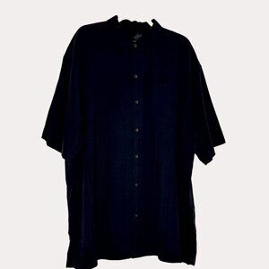 Tommy Bahama Silk Mens Button Front Top Shirt Textured Plaid Black XLX bf